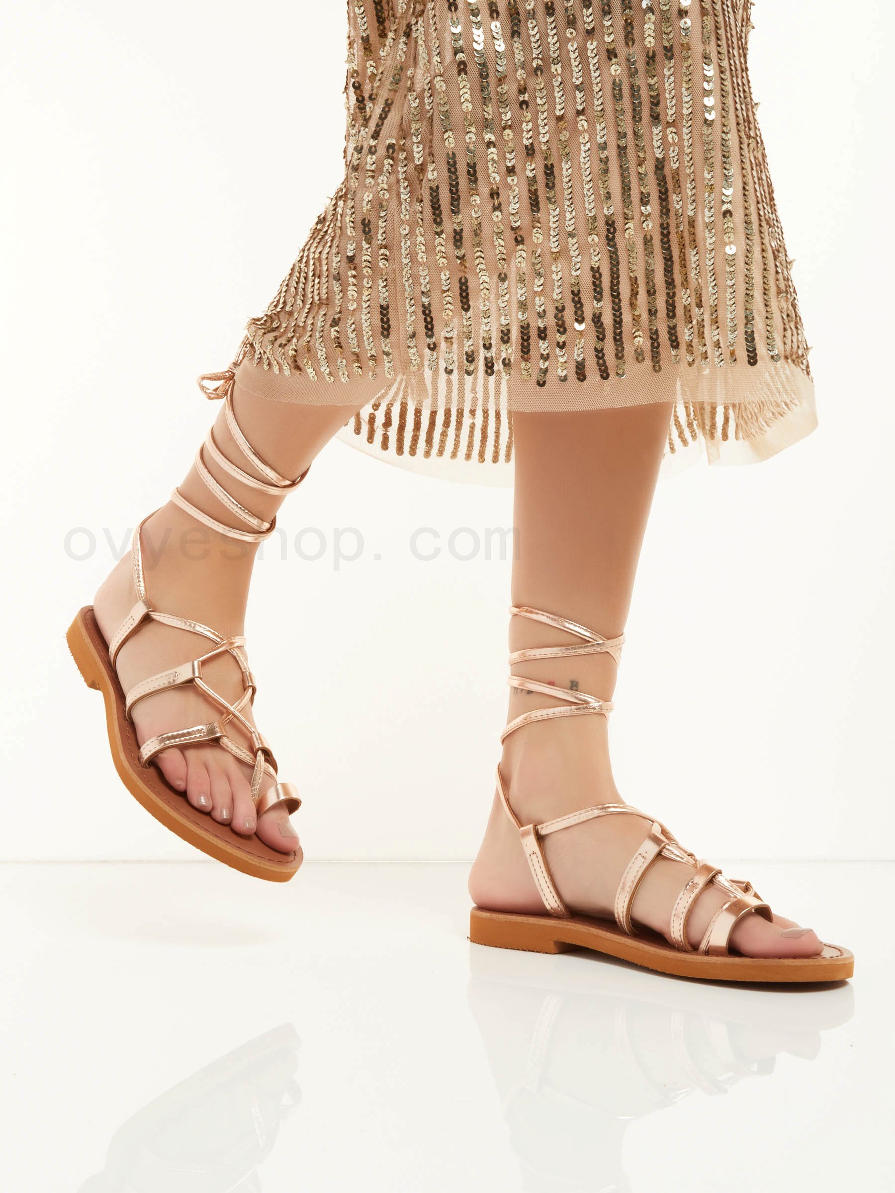 (image for) scarpe di moda Laminated Flat Greek Sandals F0817885-0705 Sconti Online